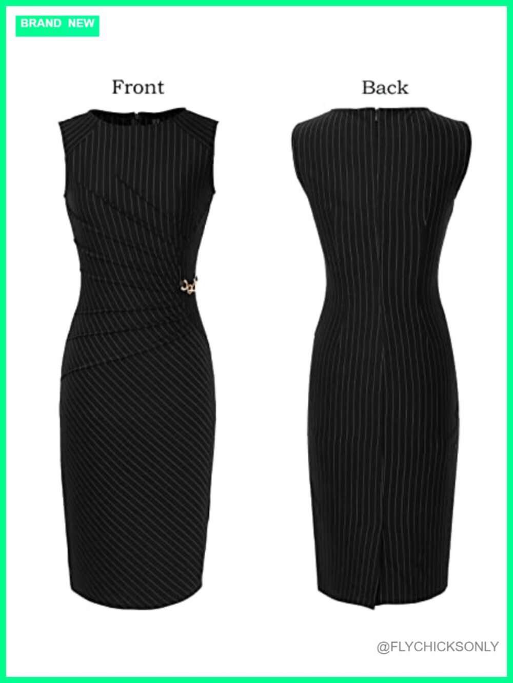 Womens Elegant Ruched Bodycon Dress Sleeveless Sheath Business Office Work - Picture 2 of 6